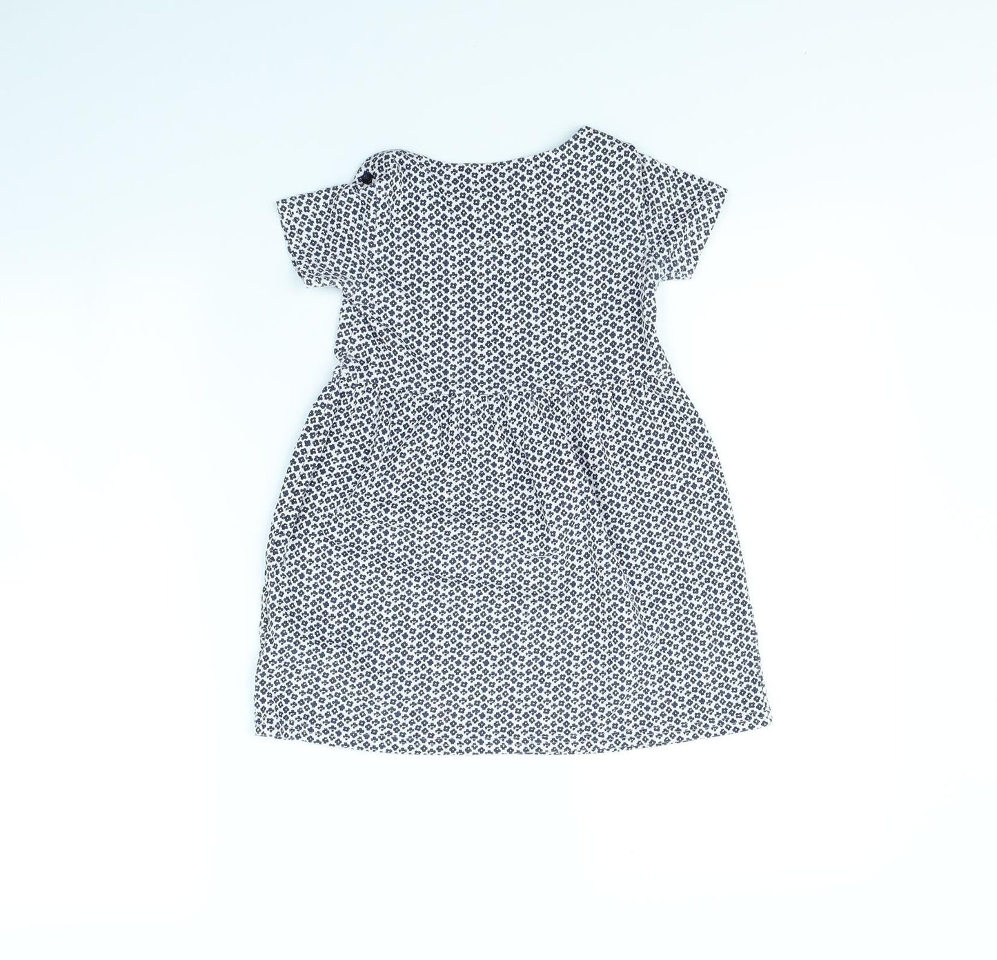 m&s Girls White Floral Ramie Fit & Flare  Size 5 Years