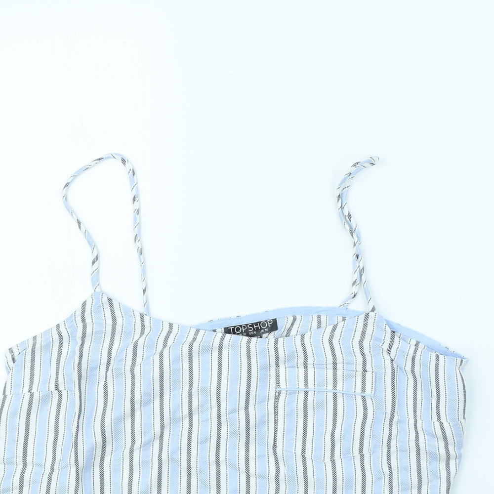 Womens UK Size 10 Topshop Blue Cropped T-Shirt