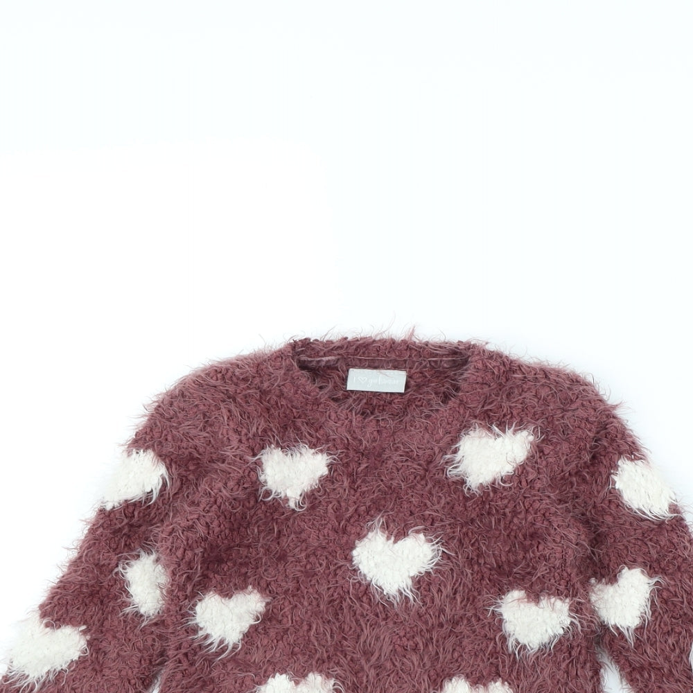 I Love Girlswear Girls Purple Polka Dot  Pullover Jumper Size 5 Years
