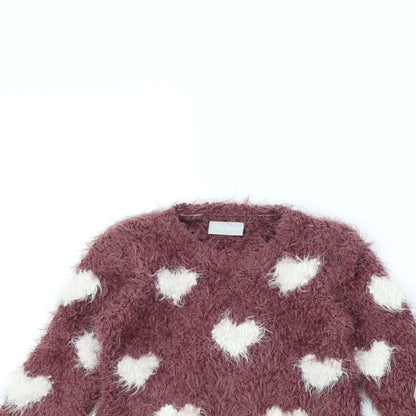 I Love Girlswear Girls Purple Polka Dot  Pullover Jumper Size 5 Years