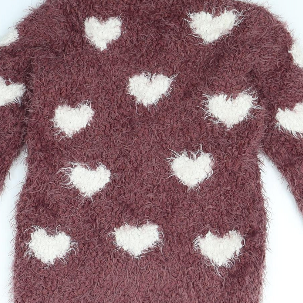 I Love Girlswear Girls Purple Polka Dot  Pullover Jumper Size 5 Years