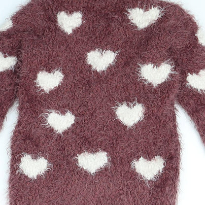 I Love Girlswear Girls Purple Polka Dot  Pullover Jumper Size 5 Years
