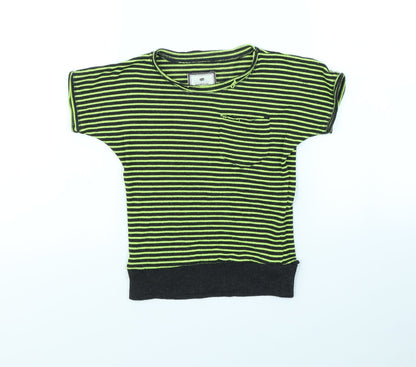 Poof Girl Excellence Girls Green Striped  Pullover Jumper Size 5 Years