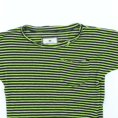 Poof Girl Excellence Girls Green Striped  Pullover Jumper Size 5 Years