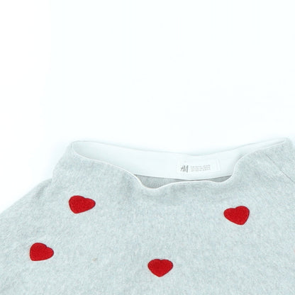 H&M Girls Grey Polka Dot  Flare Skirt Size 4 Years - Heart