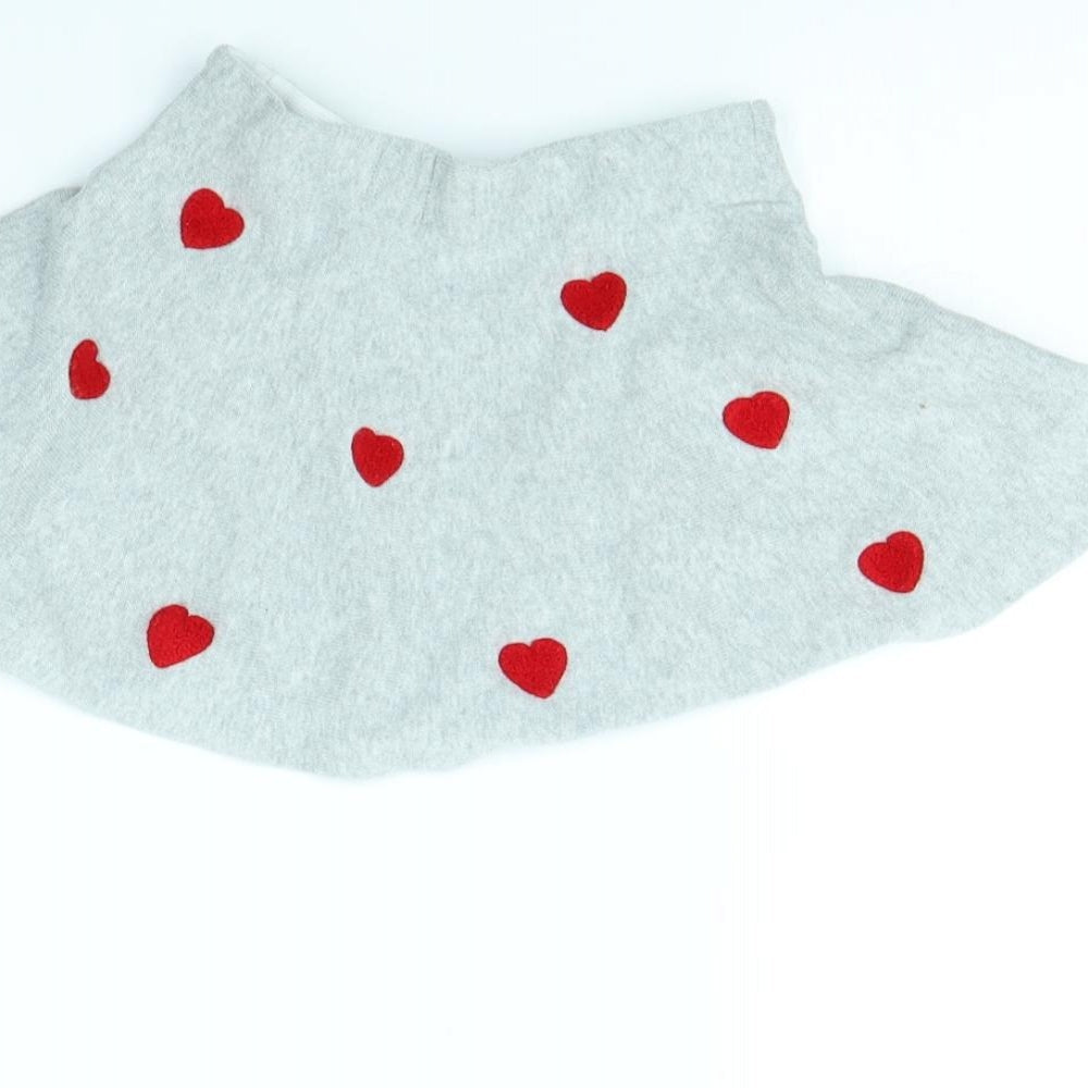 H&M Girls Grey Polka Dot  Flare Skirt Size 4 Years - Heart