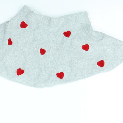 H&M Girls Grey Polka Dot  Flare Skirt Size 4 Years - Heart