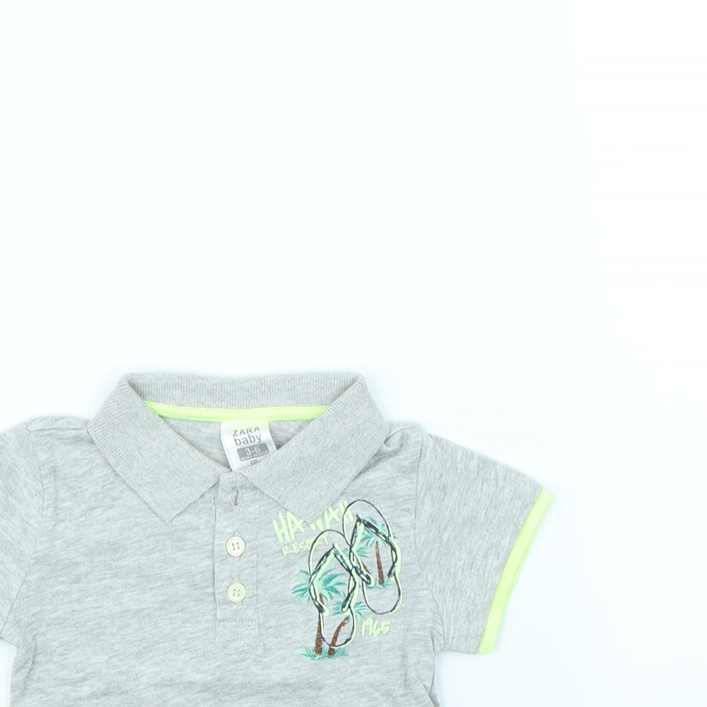 Zara Boys Grey   Basic Polo Size 3-6 Months
