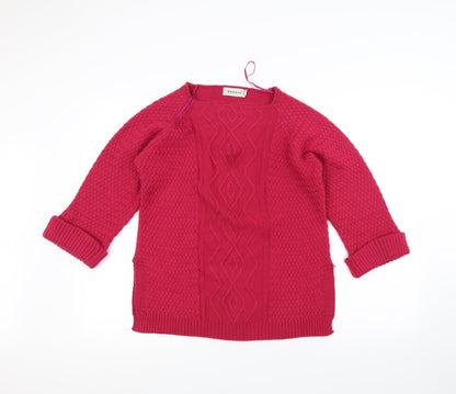Bassini Womens Pink  Knit Pullover Jumper Size S