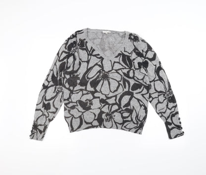 Country Club Womens Grey Floral  Pullover Jumper Size L