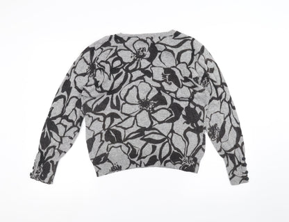 Country Club Womens Grey Floral  Pullover Jumper Size L
