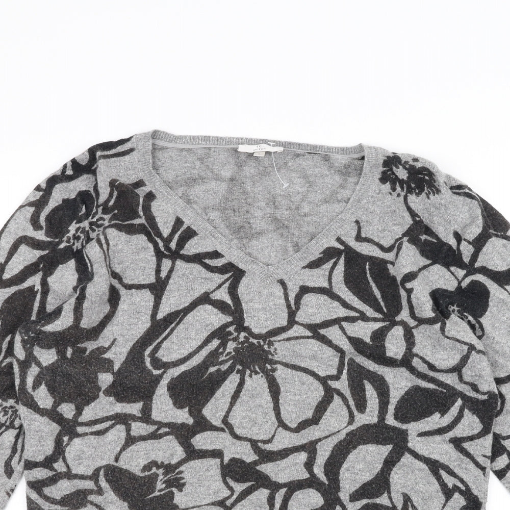 Country Club Womens Grey Floral  Pullover Jumper Size L