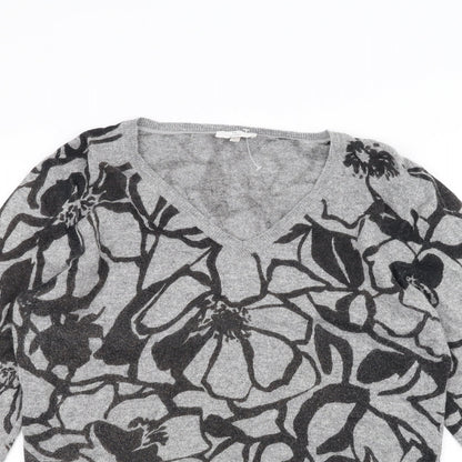 Country Club Womens Grey Floral  Pullover Jumper Size L