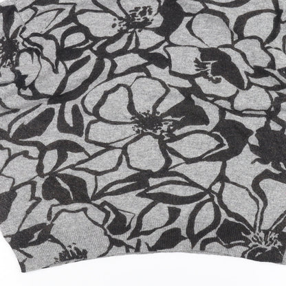 Country Club Womens Grey Floral  Pullover Jumper Size L