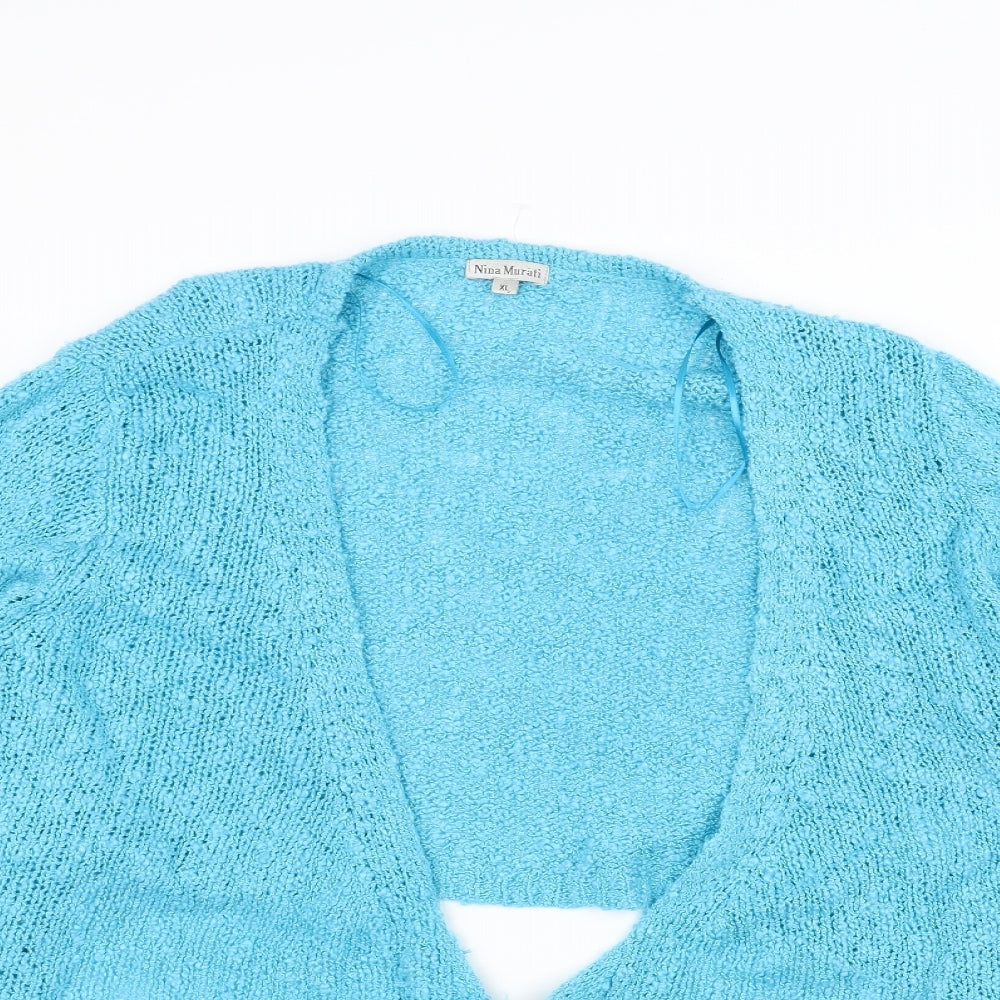 Nina Murati Womens Blue  Knit Jacket  Size XL