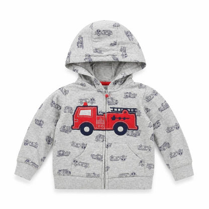 Preworn Baby Grey   Jacket  Size 18 Months  - Fire Engine