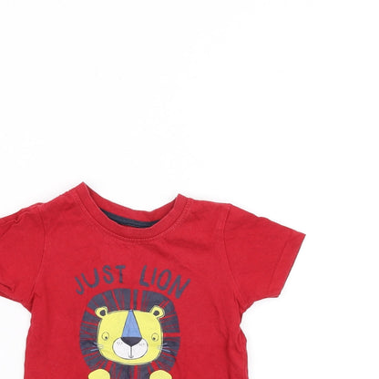 Primark Baby Red   Basic T-Shirt Size 9-12 Months  - Lion