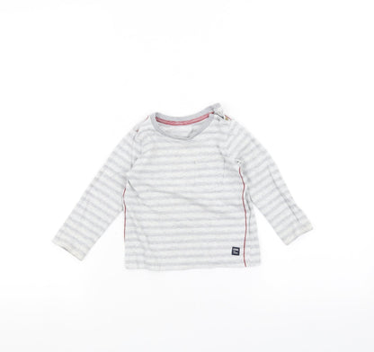 Mothercare Baby Grey Striped  Basic T-Shirt Size 9-12 Months