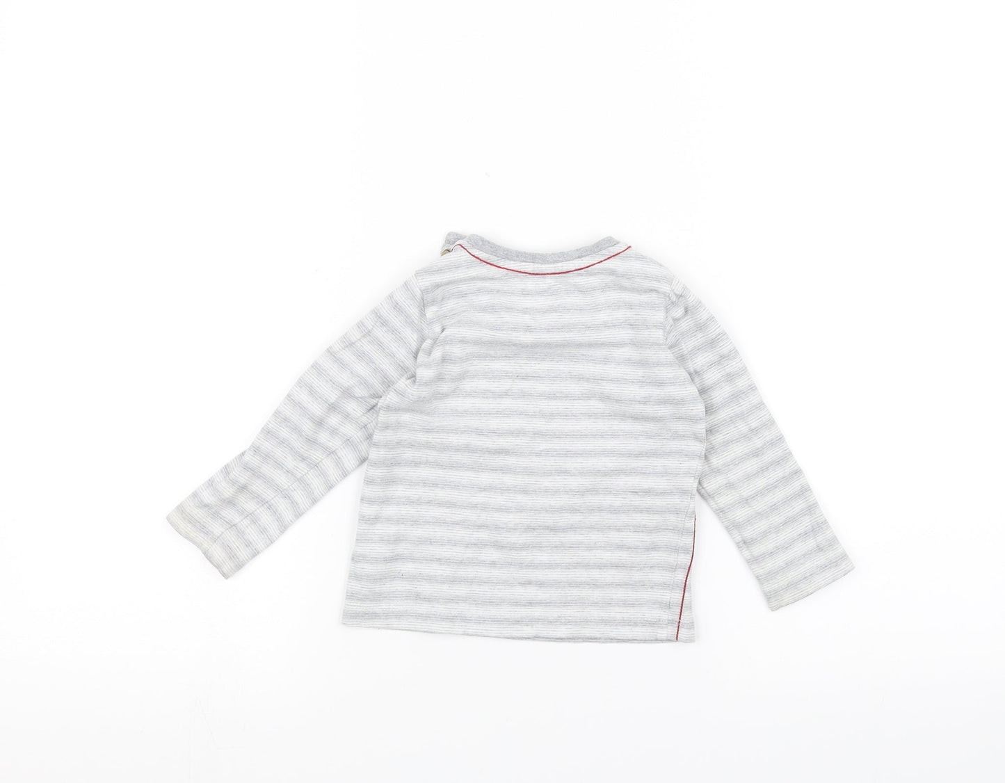 Mothercare Baby Grey Striped  Basic T-Shirt Size 9-12 Months