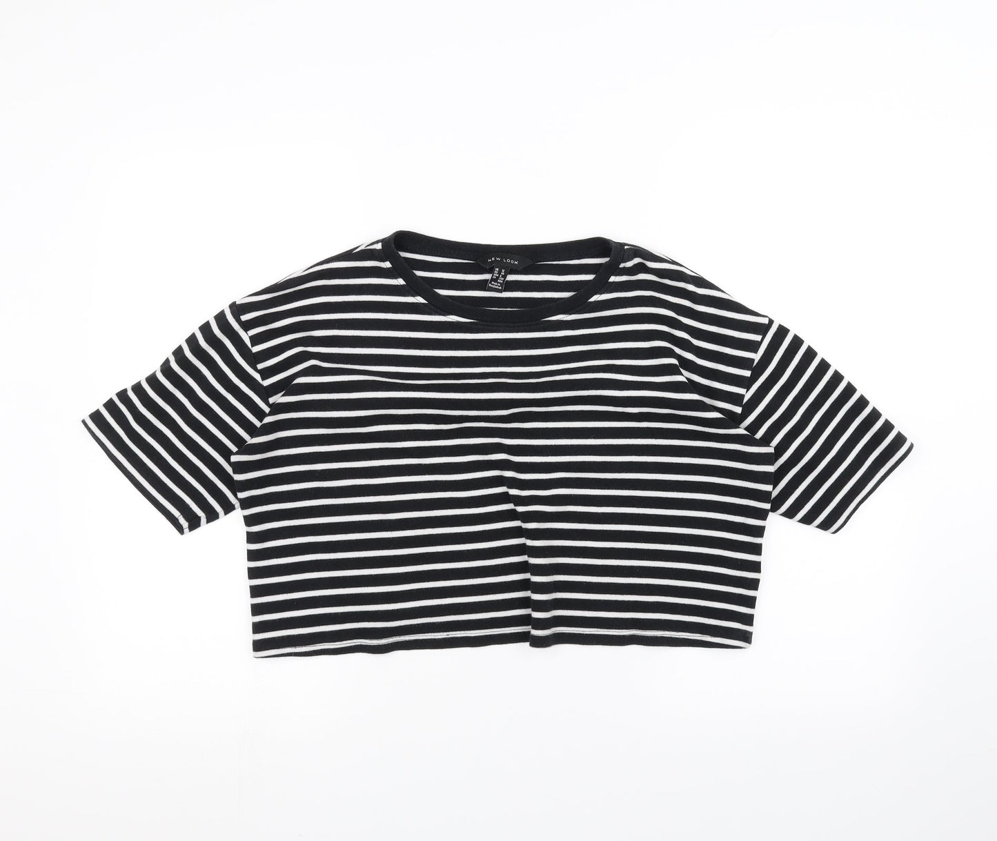 New Look Womens White Striped  Basic T-Shirt Size 12