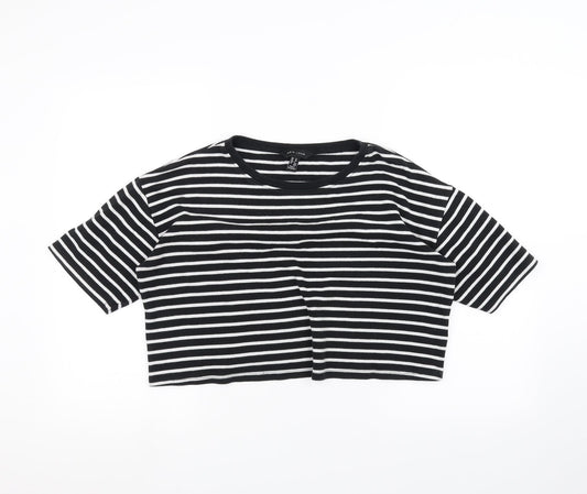 New Look Womens White Striped  Basic T-Shirt Size 12