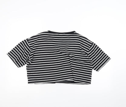 New Look Womens White Striped  Basic T-Shirt Size 12