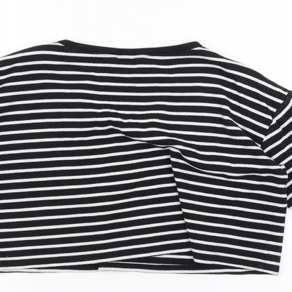 New Look Womens White Striped  Basic T-Shirt Size 12