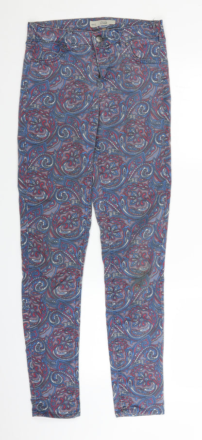 Topshop Womens Purple Paisley Denim Straight Jeans Size 30 in L30 in