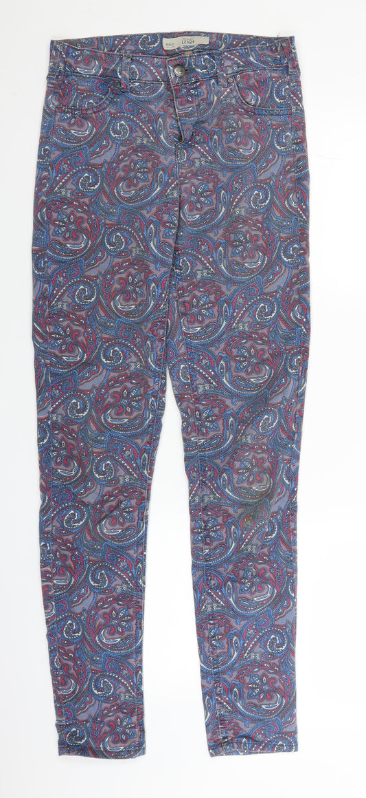 Topshop Womens Purple Paisley Denim Straight Jeans Size 30 in L30 in
