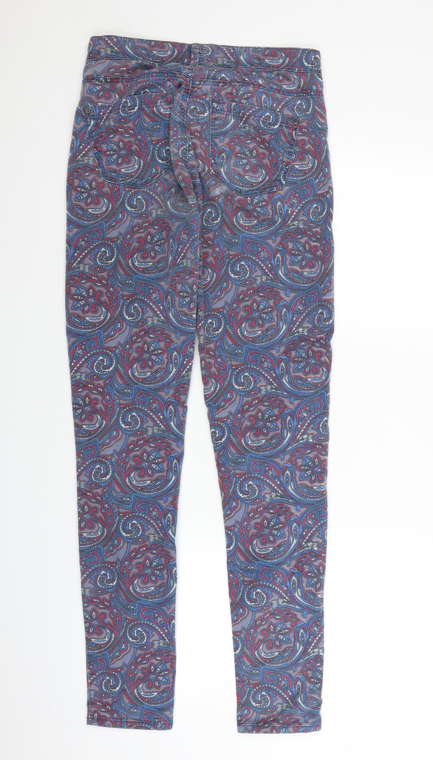 Topshop Womens Purple Paisley Denim Straight Jeans Size 30 in L30 in
