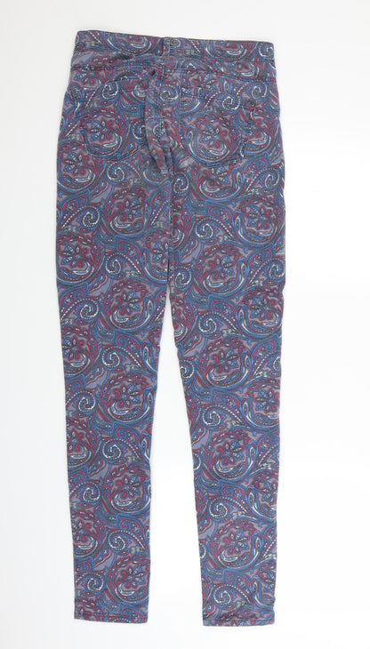Topshop Womens Purple Paisley Denim Straight Jeans Size 30 in L30 in