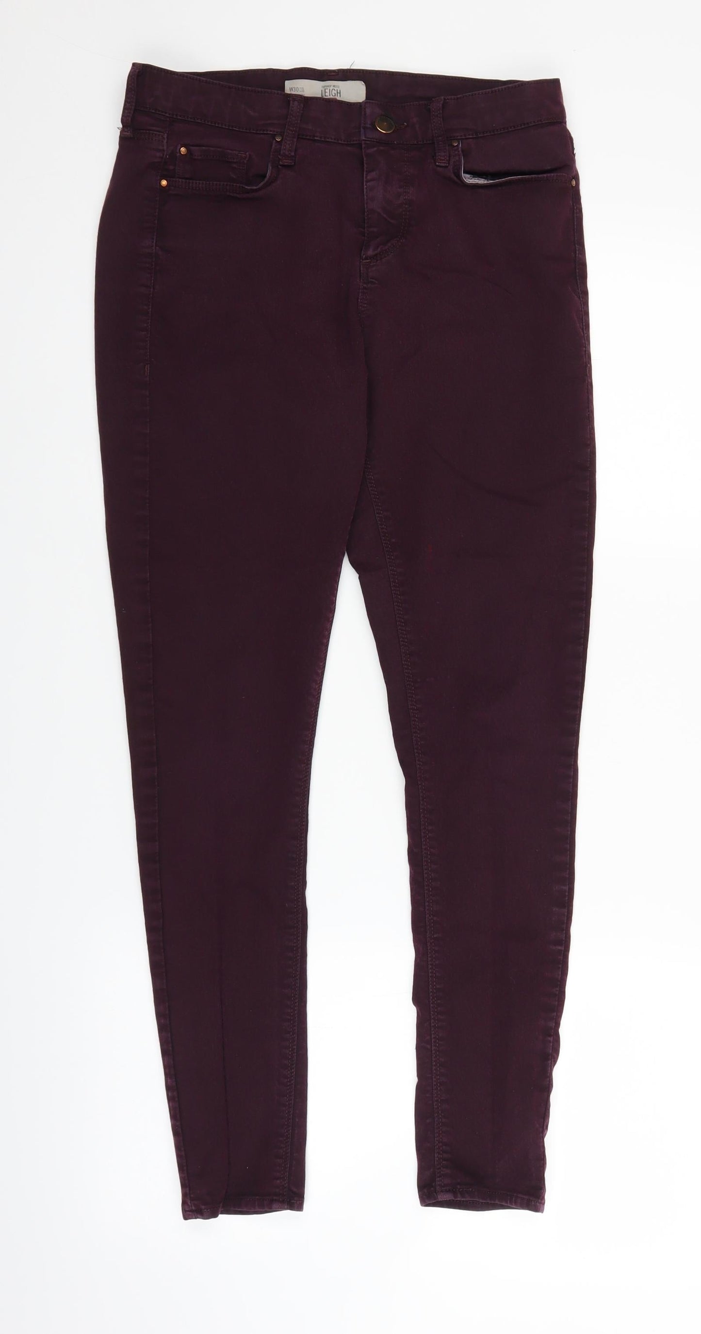 Topshop Womens Purple  Denim Straight Jeans Size 30 in L26 in