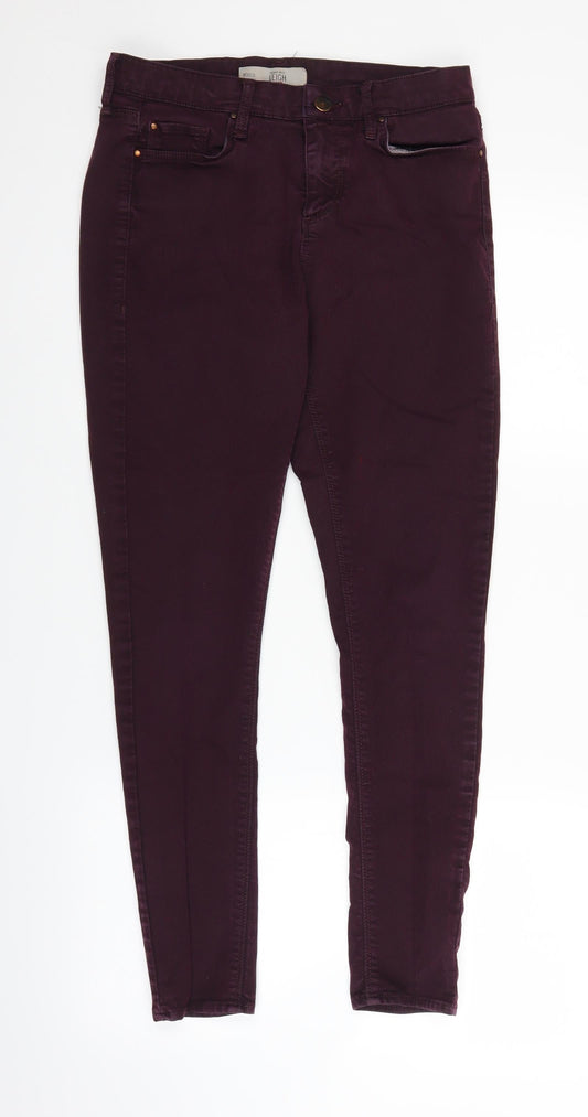 Topshop Womens Purple  Denim Straight Jeans Size 30 in L26 in