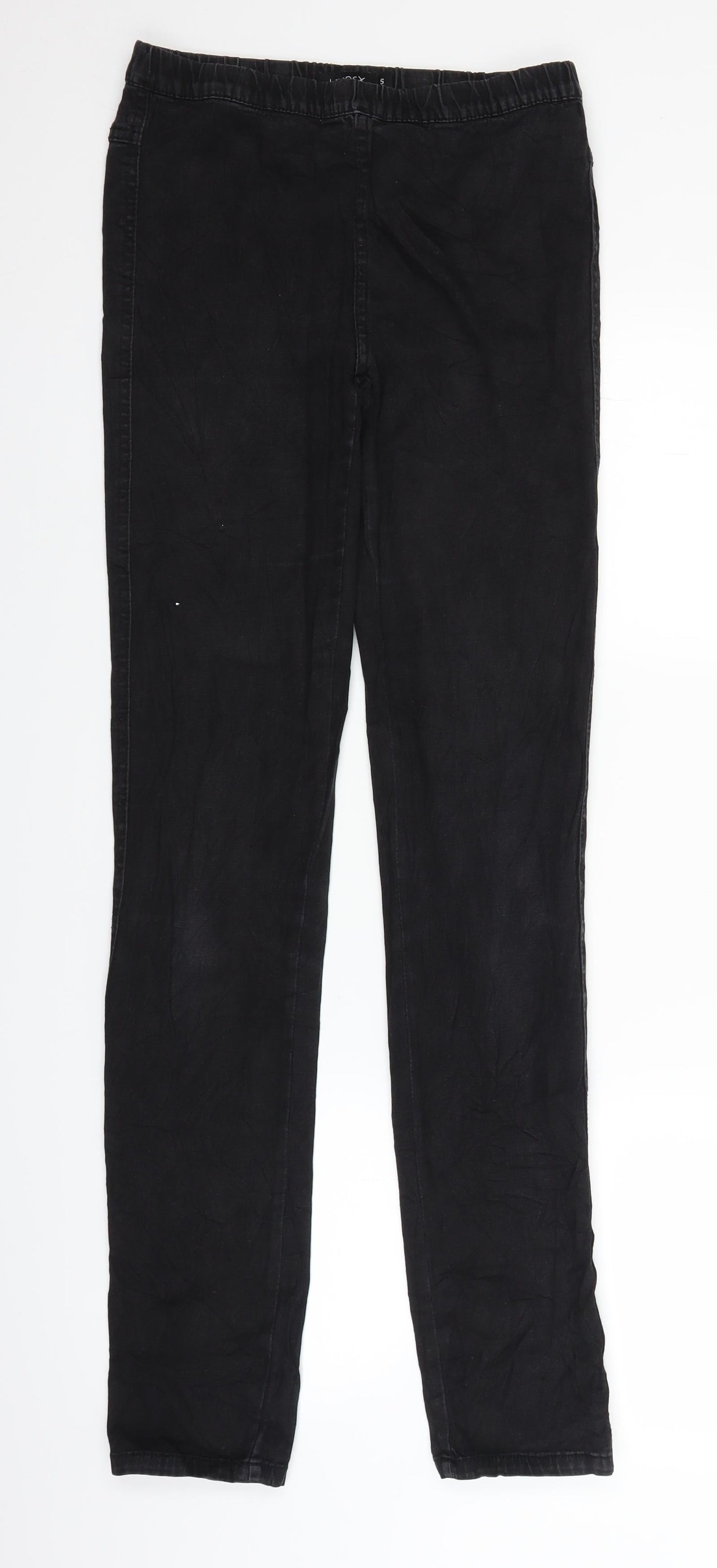 Womens UK Size S Lindex Regular Fit Straight Black Jeans