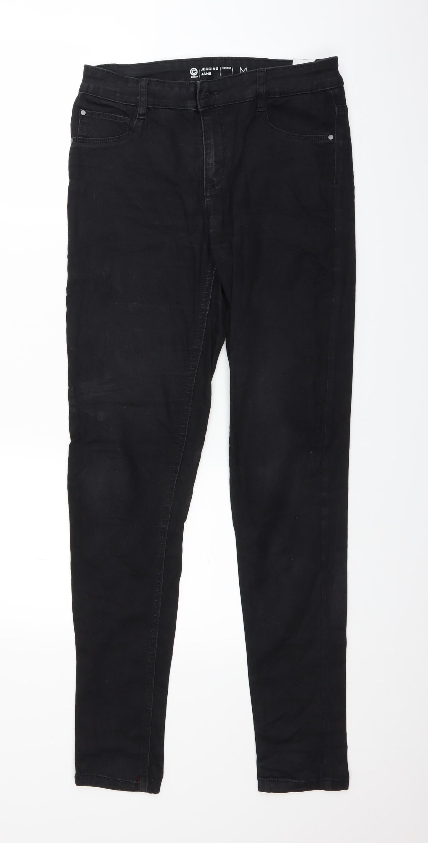 Womens UK Size M Denim Regular Fit Straight Black Jeans