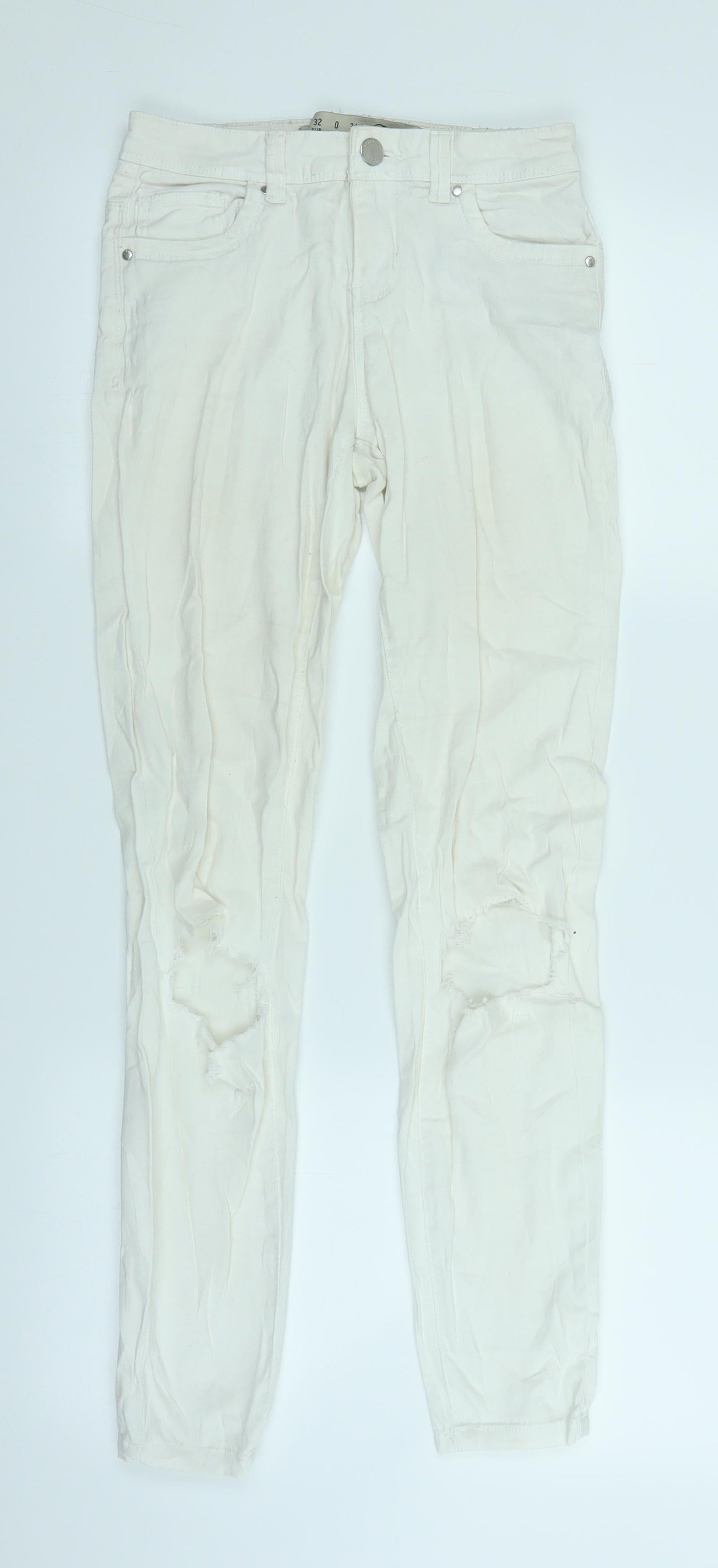Primark Womens White  Denim Skinny Jeans Size 4 L26 in