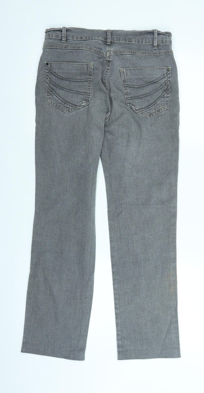 Marks and Spencer Womens Grey  Denim Straight Jeans Size 10 L26 in