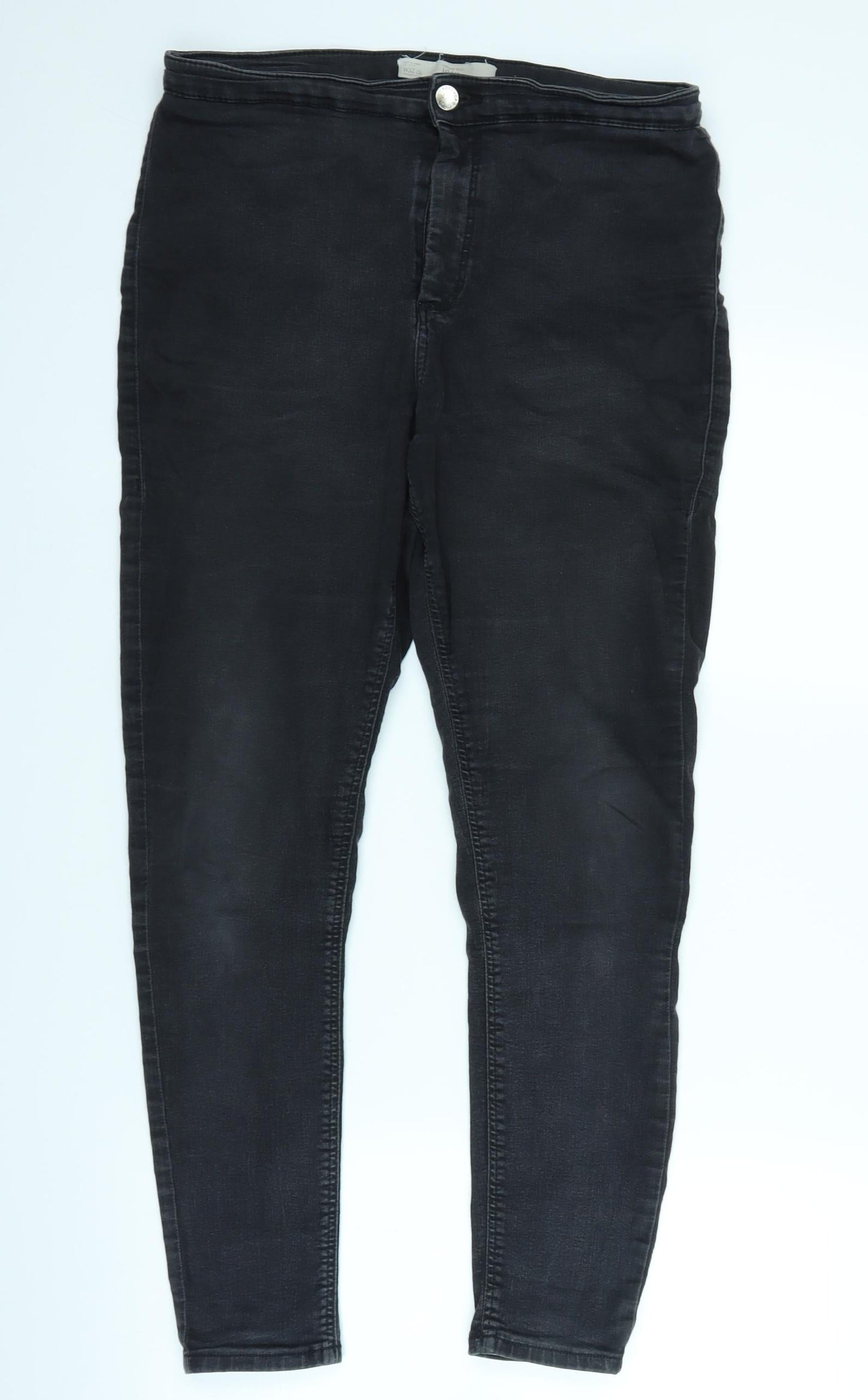 Topshop Womens Black  Denim Straight Jeans Size 32 in L25 in