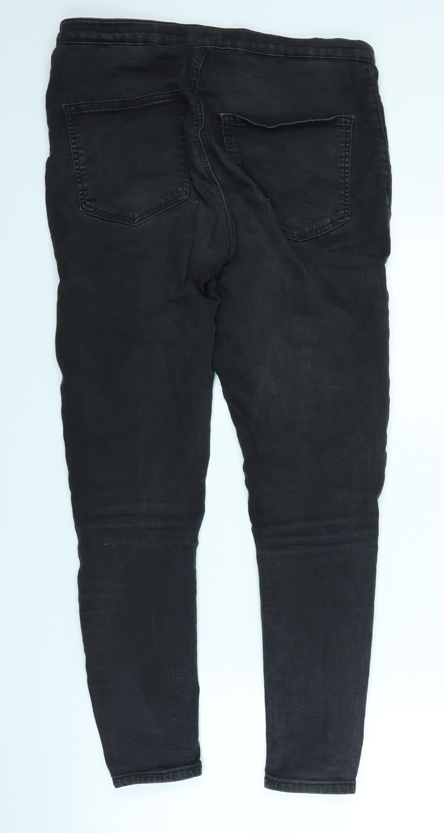 Topshop Womens Black  Denim Straight Jeans Size 32 in L25 in