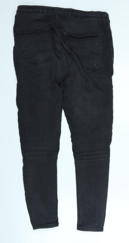 Topshop Womens Black  Denim Straight Jeans Size 32 in L25 in