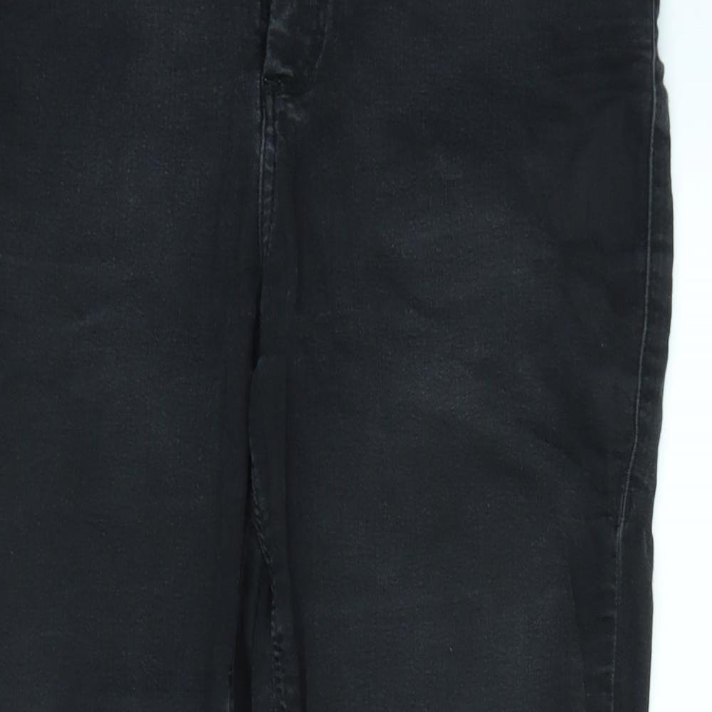 Topshop Womens Black  Denim Straight Jeans Size 32 in L25 in