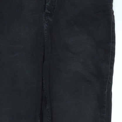 Topshop Womens Black  Denim Straight Jeans Size 32 in L25 in