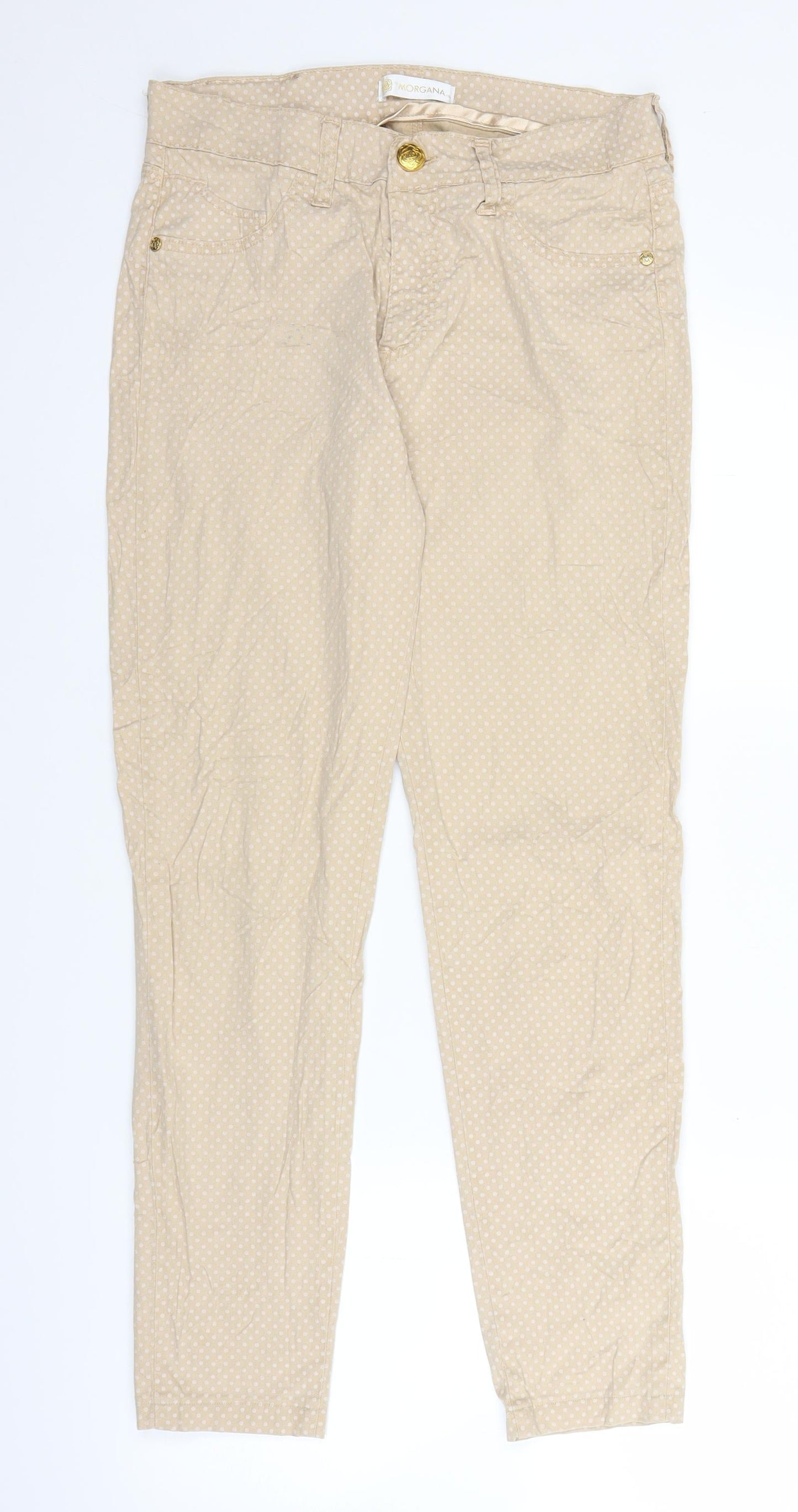Morgana Womens Beige Polka Dot  Trousers  Size 28 in L27 in