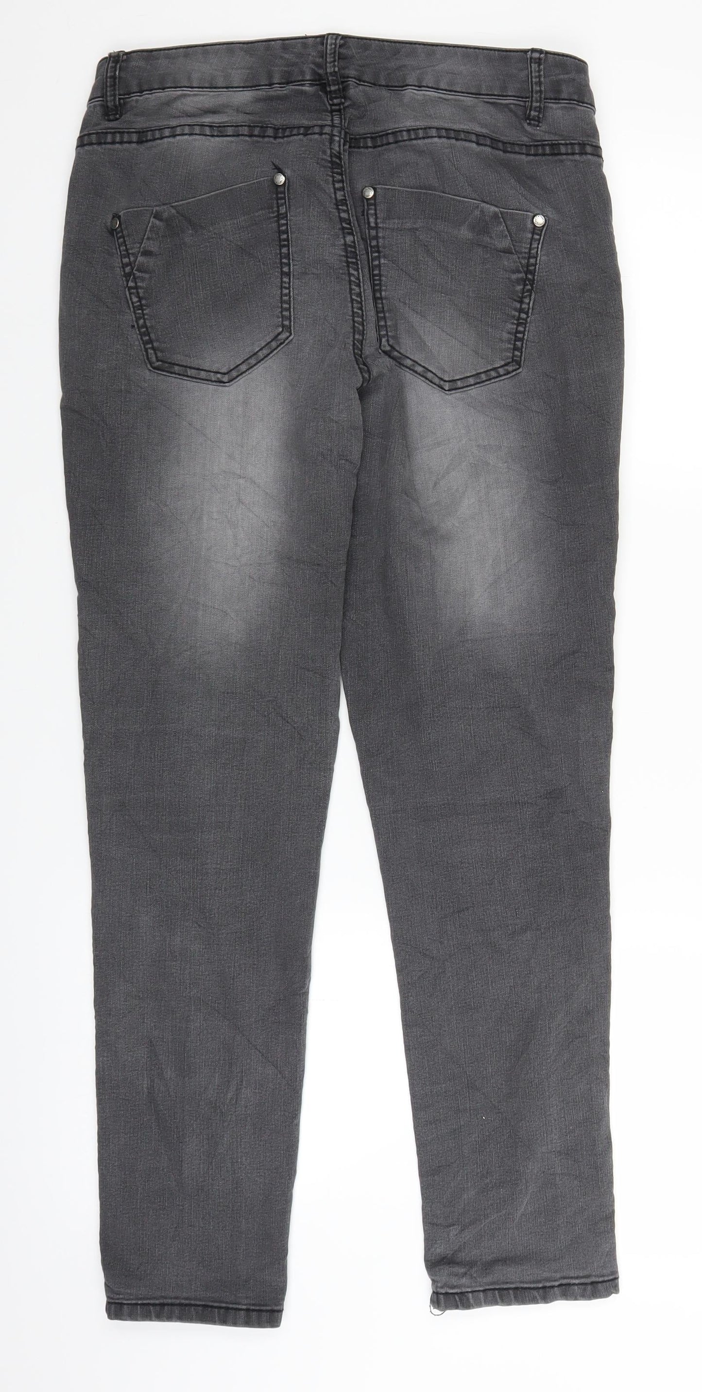 KappAhl Womens Black  Denim Straight Jeans Size 12 L26 in