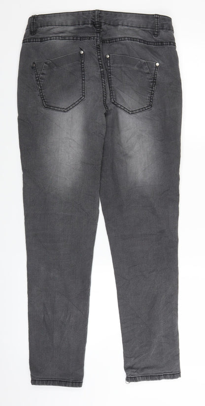 KappAhl Womens Black  Denim Straight Jeans Size 12 L26 in