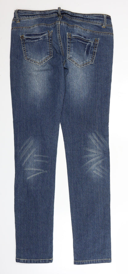 Koe Womens Blue  Denim Straight Jeans Size L L33 in