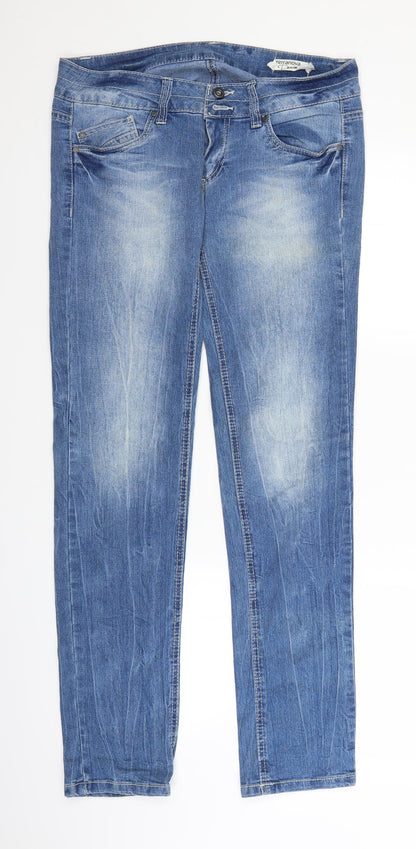 Womens UK Size L Terranova Regular Fit Straight Blue Jeans