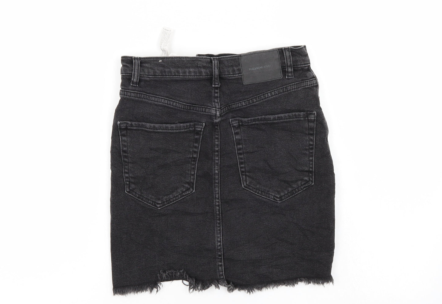 Pull & Bear Womens Black  Denim Mini Skirt Size S  - Distressed
