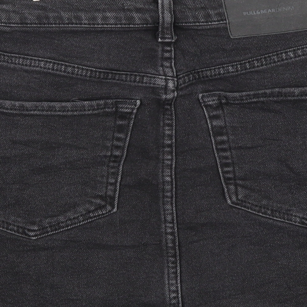 Pull & Bear Womens Black  Denim Mini Skirt Size S  - Distressed