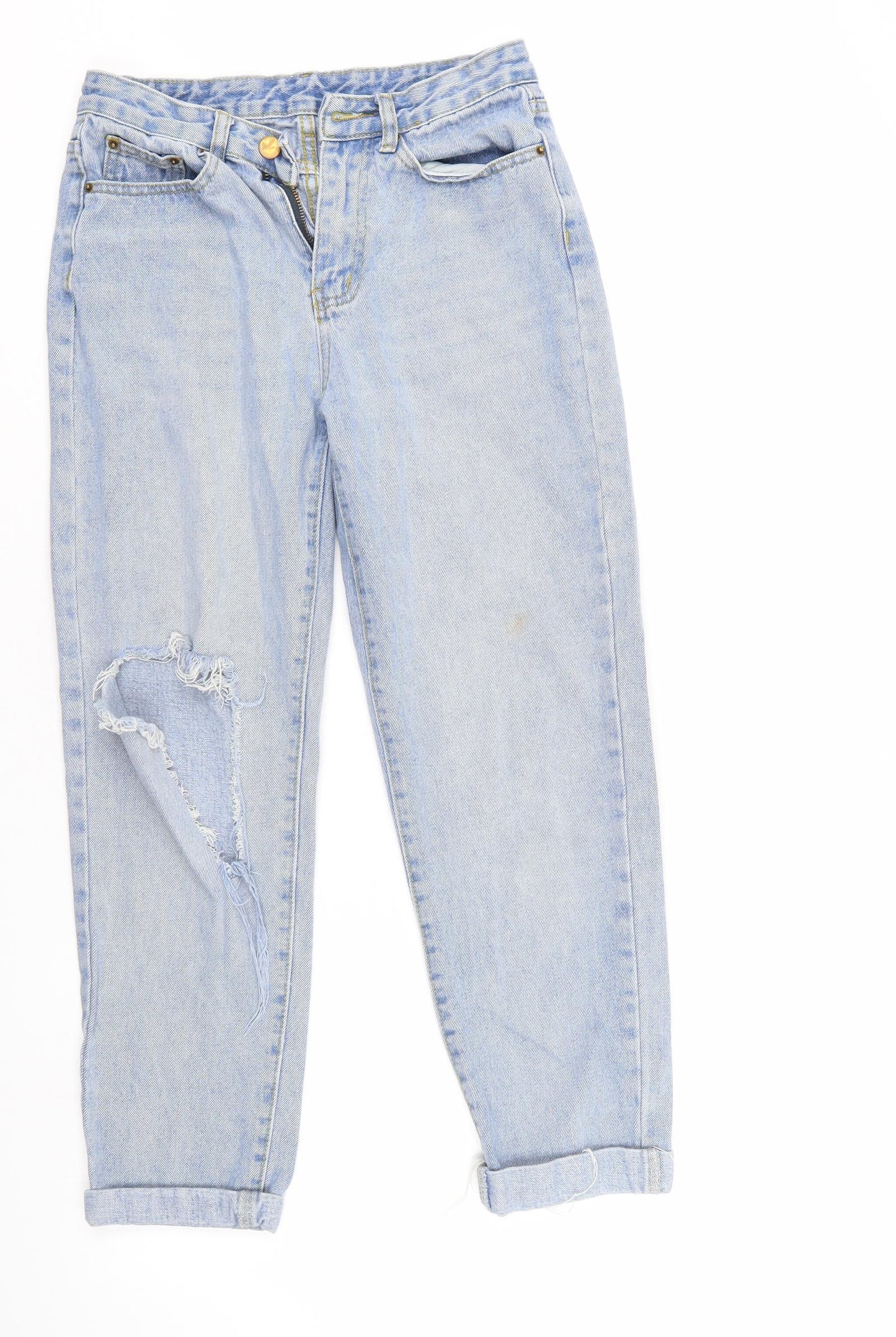 Womens UK Size XS Shien Regular Fit Cropped Blue Jeans